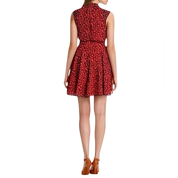 French Connection Feline Wonder Wild Cat Chiffon V-Neck Sleeveless Fit & Flare - Picture 3 of 11